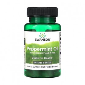 Масло мяты перечной Swanson Peppermint Oil with Rosemary and Thyme с розмарином и тимьяном, 100 гелевых капсул