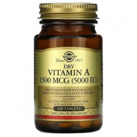 Витамин A Solgar Dry Vitamin A 1500 mcg 100 Tabs (855189)