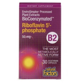 Рибофлавин Natural Factors BioCoenzymated B2, Riboflavin 5'-Phosphate 50 mg 30 Veg Caps (890227)