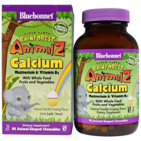 Микроэлемент Кальций Bluebonnet Nutrition Rainforest Animalz Calcium Magnesium And Vitamin D3 90 Chewables Natural Vanilla Frost