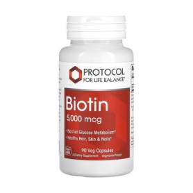 Биотин Protocol For Life Balance Biotin, 5000 мкг, 90 вегетарианских капсул