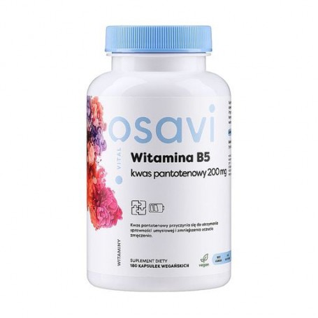 Витамин B5 Пантотеновая кислота Osavi Vital Vitamin B5 Pantothenic Acid 200 мг, 180 вегетарианских капсул