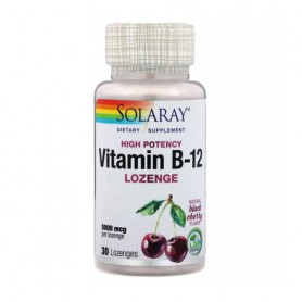 Витамин B12 Solaray Vitamin B-12 Lozenges Natural Cherry Flavor со вкусом натуральной черной вишни 5000 мкг, 30 леденцов