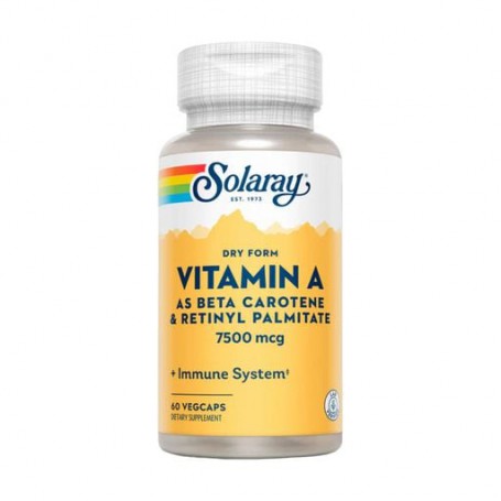 Витамин А Solaray Dry Form Vitamin A 7500 мкг, 60 вегетарианских капсул