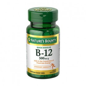 Витамин B-12 Nature's Bounty Quick Dissolve B-12, 500 мкг, 100 таблеток