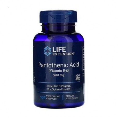 Пантотеновая кислота витамин B-5 Life Extension Pantothenic Acid Vitamin B-5, 500 мг, 100 капсул