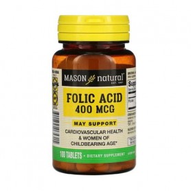Фолиевая кислота Mason Natural Folic Acid 400 мкг, 100 таблеток