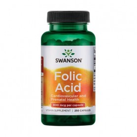 Фолиевая кислота Swanson Folic Acid 800 мкг, 250 капсул