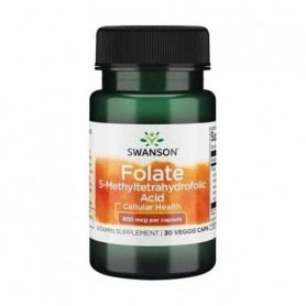 Фолат (5-метилтетрагидрофолиевая кислота) Swanson Folate (5-Methyltetrahydrofolic Acid) 800 мкг, 30 капсул