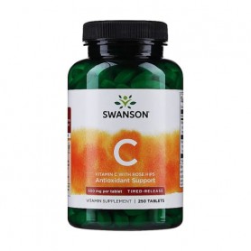 Витaмин C Swanson Timed-Release Vitаmin С With Rose Hips с шиповником 1000 мг, 250 капсул