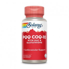 Витамин B14 и кофермент Q10 с N-ацетилцистеином и глутатионом Solaray PQQ CoQ-10 with NAC &amp Glutathione, 30 капсул