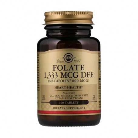 Фолиевая кислота Solgar Folate 1,33 мкг DFE Metafolin 800 мкг, 100 таблеток