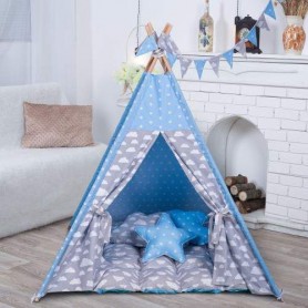 Вигвам Хатка комплект Облака с мягким ковриком - Большой 150*150 см (1180840)