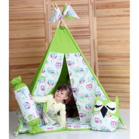 Вигвам Хатка комплект Совы салатовый с подушками - Большой 150*150 см (1180861)