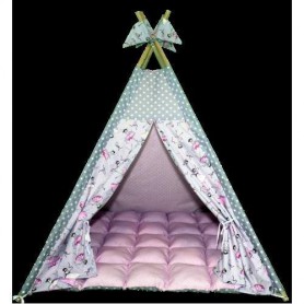 Вигвам Хатка комплект Балерины с мягким ковриком розовый с серым - Большой 150*150 см (1180859)