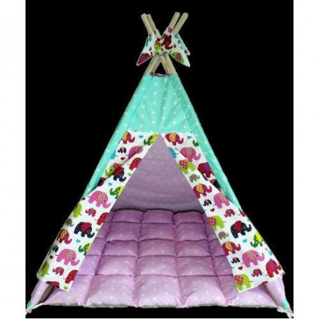 Вигвам Хатка комплект Индия Розовый с мятным - Большой 150*150 см (1180864)