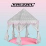 Ігровий дитячий намет-шатер Kruzzel 8772 (23476) — сірий з рожевим, великий з помпонами та шторами, 123×123×14 (1214625)