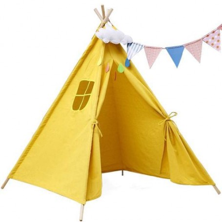 Детская игровая палатка вигвам RIAS KRO-160 с деревянным каркасом 130x120x120 см Yellow (3_07157) (1591561)