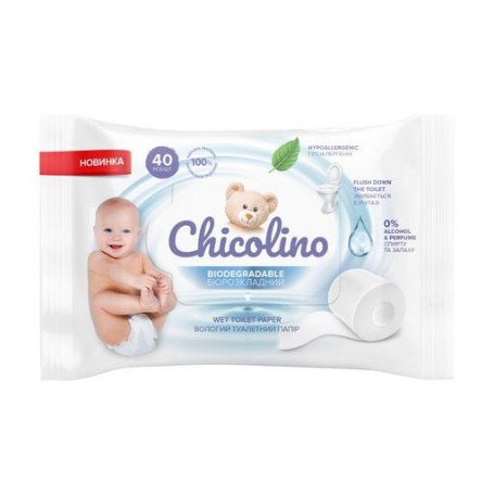 Биоразлагаемая влажная туалетная бумага для взрослых и детей Chicolino Biodegradable, 16*40 шт