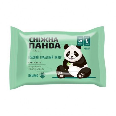 Влажная туалетная бумага Снежная Панда Bamboo, 48 шт