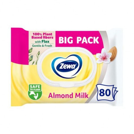 Туалетная влажная бумага Zewa Almond Milk, 80 шт