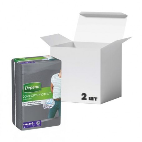 Упаковка впитывающего нижнего белья Depend для мужчин, размер L/XL, 9 шт * 2 шт