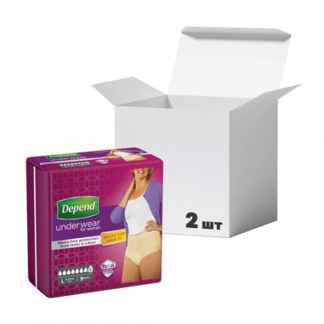 Упаковка впитывающего нижнего белья Depend для женщин, размер L (95-130 см), 9 шт * 2 шт