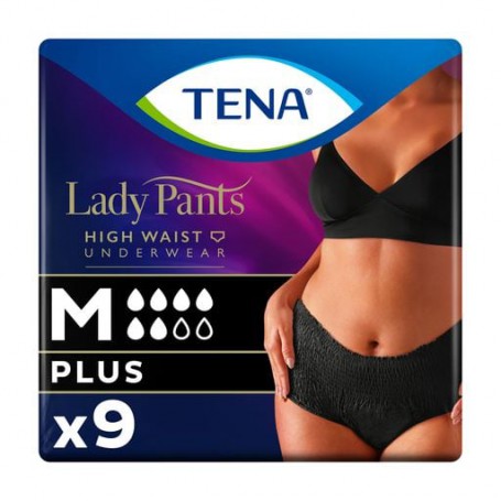 Урологические трусы женские TENA Lady Slim Pants Plus Black, размер M, 9 шт