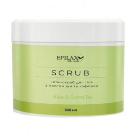 Гель-скраб для тела Epilax Silk Touch АІое &amp Green Tea Scrub с маслом ши и кофеином, 300 мл