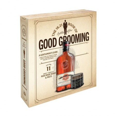 Подарочный мужской набор 18.21 Man Made Book Of Good Grooming Gift Set, Sweet Tobacco (гель, 532 мл + паста для укладки волос, 5