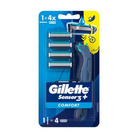 Станок для бритья мужской (бритва) Gillette Sensor 3+ с 4 сменными картриджами