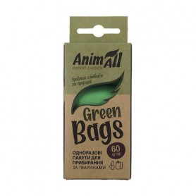 Одноразовые пакеты для уборки за животными AnimAll GreenBags биоразлагаемые, зеленые, 4*15 шт