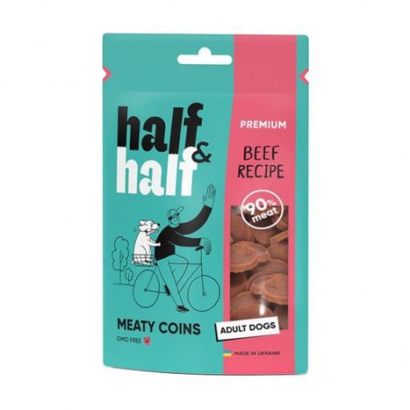 Лакомство для собак Half&ampHalf в форме мясных монет, с говядиной, 100 г