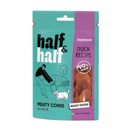 Лакомство для собак Half&ampHalf в форме мясных монет, с уткой, 100 г
