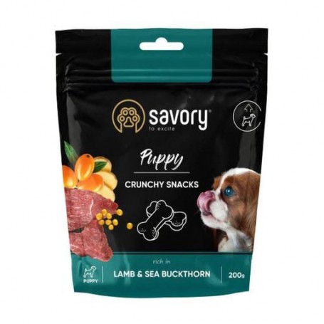 Лакомство для здорового роста щенков Savory Puppy Crunchy Snacks с ягненком и облепихой, 200 г