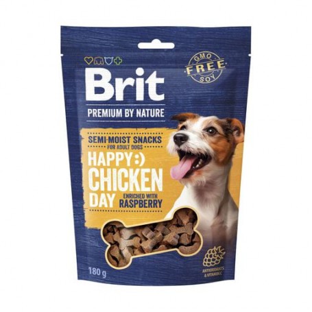 Лакомства для взрослых собак Brit Premium by Nature Semi-Moist Snacks полувлажные, с курицей и малиной, 180 г