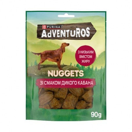 Лакомства для взрослых собак Adventuros Nuggets со вкусом дикого кабана, 90 г