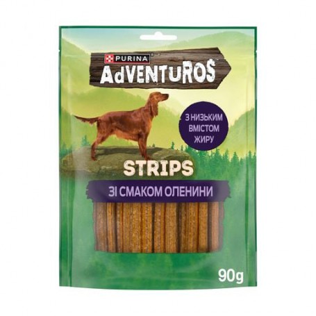Лакомства для взрослых собак Adventuros Strips со вкусом оленины, 90 г