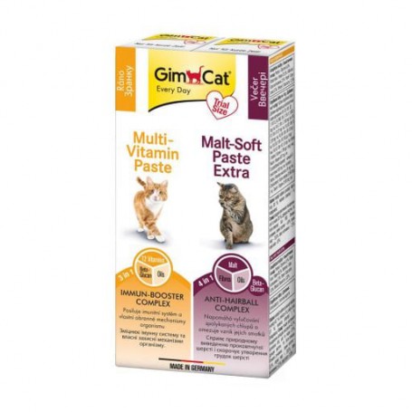 Набор паст для кошек GimCat Kombi-Pack (паста Multi-Vitamin, 20 г + паста Malt-Soft Extra, 20 г)