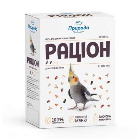 Корм для средних попугаев Природа Рацион, 1.5 кг