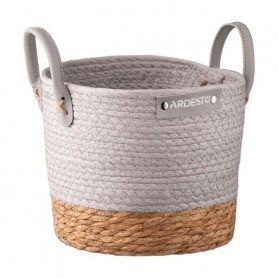 Плетеная корзина для хранения Ardesto Minimalism с ручками, серая, 23*23*19 см (ARHC2506RG)