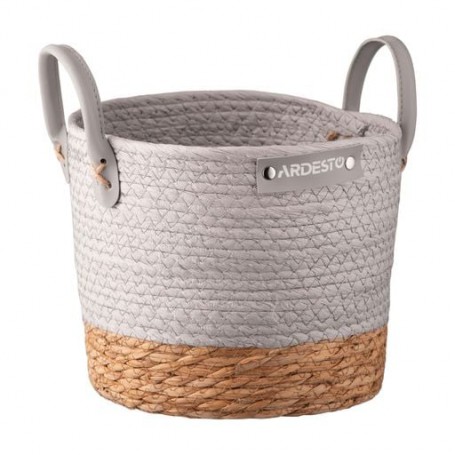 Плетеная корзина для хранения Ardesto Minimalism с ручками, серая, 23*23*19 см (ARHC2506RG)