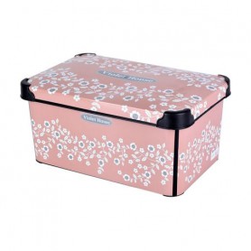Контейнер для хранения с крышкой Violet House 0647 Decor Pink Flowers, 16.5*23.5*35 см, 10 л (0647 DECOR PINK FLOWERS с/кр. 10 л