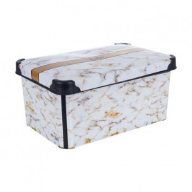 Контейнер для хранения с крышкой Violet House 0647 Decor Marble White, 16.5*23.5*35 см, 10 л (0647 DECOR Marble WHITE с/кр. 10 л