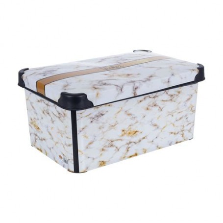 Контейнер для хранения с крышкой Violet House 0647 Decor Marble White, 16.5*23.5*35 см, 10 л (0647 DECOR Marble WHITE с/кр. 10 л