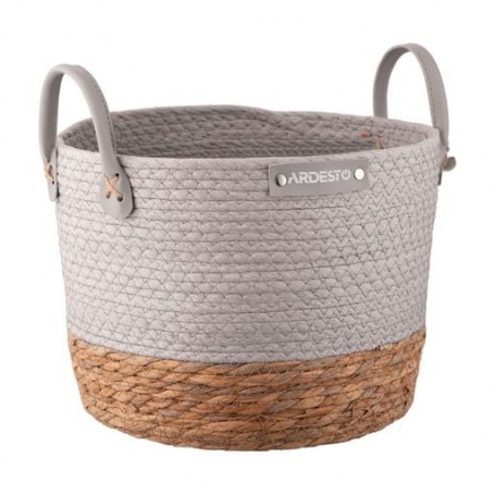 Плетеная корзина для хранения Ardesto Minimalism с ручками, серая, 28*28*22 см (ARHC2507RG)