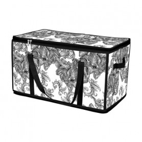 Корзина для хранения Idea Home Anthracite Flowers с крышкой и молнией, прямоугольная, 60*30*30 см (DB-28 прям. з/кр з/блиск Anth