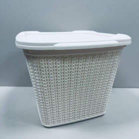 Корзина пластиковая с крышкой 30,5*32*25 см 15 л Ucsan Plastik М-071 бежевая (1226075)