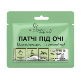 Гидрогелевые тонизирующие патчи для кожи вокруг глаз Via Beauty с морскими водорослями и зеленым чаем, 11 г