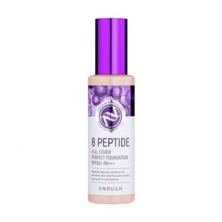 Тональная основа для лица Enough 8 Peptide Full Cover Perfect Foundation SPF 50+ PA+++ тон 13, с пептидами, 100 мл